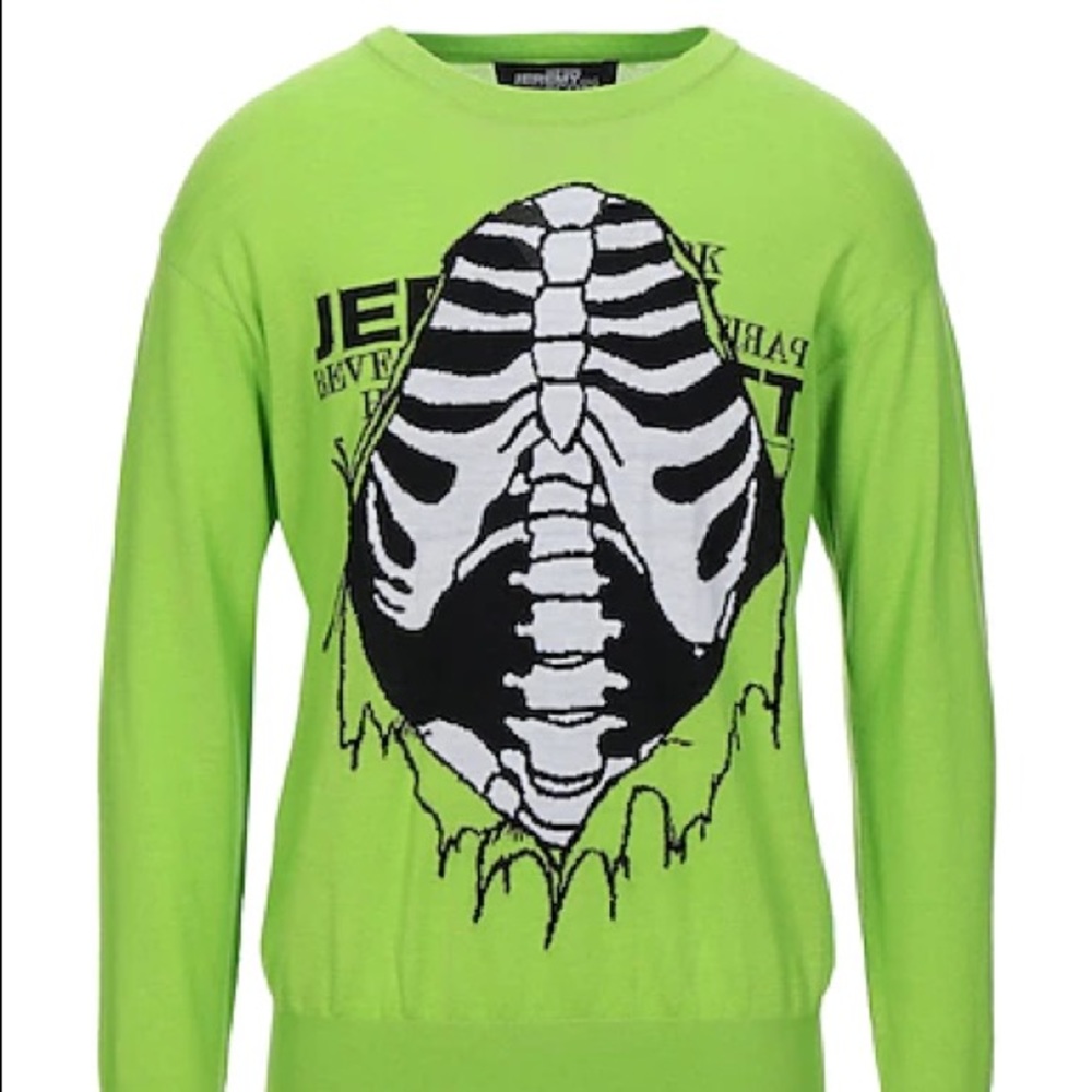 Jeremy Scott Unisex Skeleton Green Sweater S